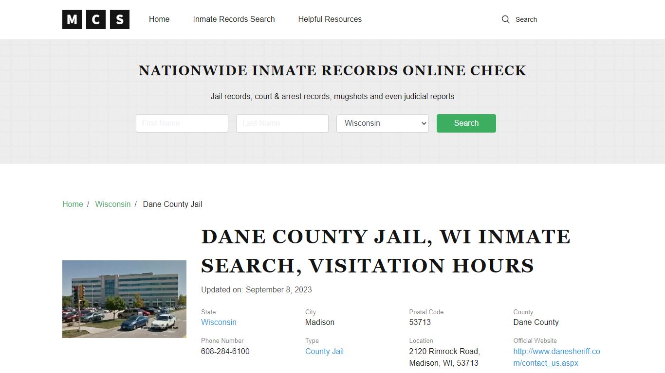 Dane County, WI Jail Inmates Search, Visitation Rules